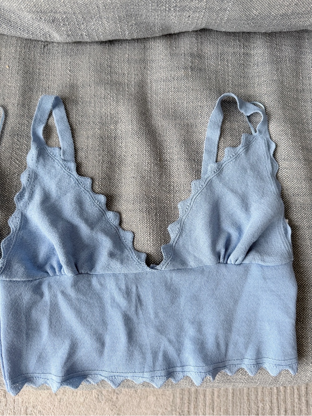 Zara Light Blue Scalloped Knit Bralette